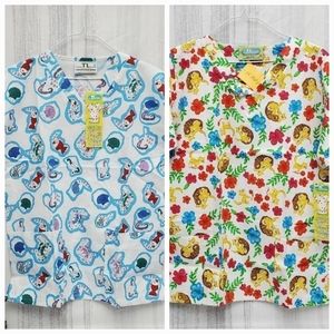 TOPS - TL Scrub Kitten in Basket Floral & Cat Sea Creatures - 2 Tops - Sz M